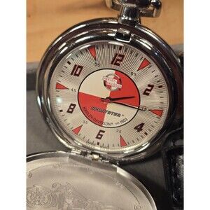 Franklin Mint Harley Davidson Pocket Watch With Chain And Leather Belt-Holtster